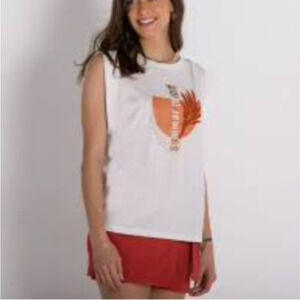 Patricia Foster Muscle Tee blouse, "Summer Mind" with embroidered size S(P)